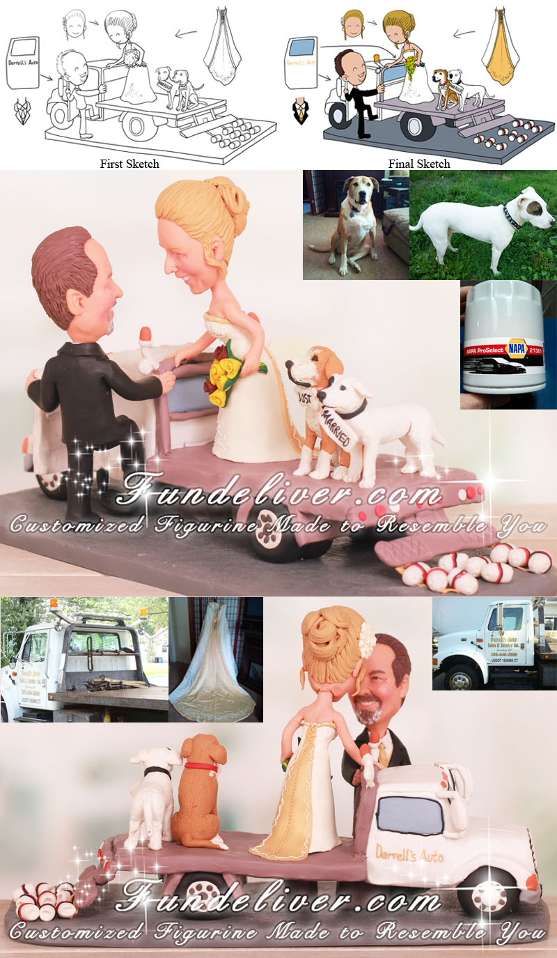 Tow Truck Wedding Cake Toppers